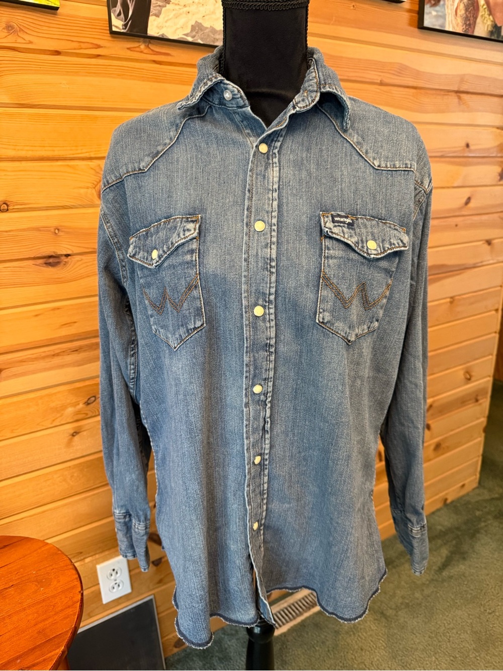 Wrangler Light Blue Denim Western Snap-Front Shirt